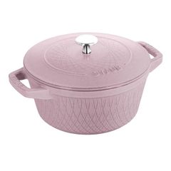 Nồi gang tròn Staub Twister 24cm - Màu hồng