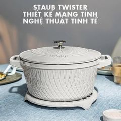  Nồi gang tròn Staub Twister 24cm 4L - Màu Truffle trắng xám 
