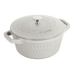  Nồi gang tròn Staub Twister 24cm 4L - Màu Truffle trắng xám 
