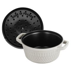  Nồi gang tròn Staub Twister 24cm 4L - Màu Truffle trắng xám 