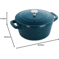  Nồi gang tròn Staub Twister 24cm - Xanh Lamer 