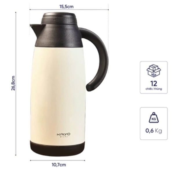 Phích giữ nhiệt Kaiyo 1100ml pha trà 2 lớp inox có lõi lọc