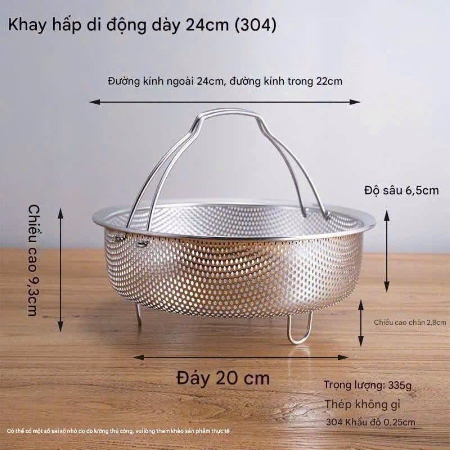Rổ hấp inox 304 22cm/ 24cm