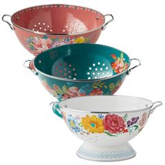  Rổ lọc bằng thép tráng men The Pioneer Woman Brilliant Blooms 5 lít 