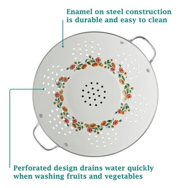Rổ lọc bằng thép tráng men The Pioneer Woman Brilliant Blooms 5 lít