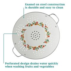  Rổ lọc bằng thép tráng men The Pioneer Woman Brilliant Blooms 5 lít 