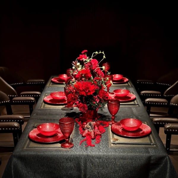 Set 18 món bát đĩa ly Viola - Màu đỏ - Model 2025