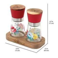  Set 2 dụng cụ xay tiêu muối The Pioneer Woman Sweet Romance - Màu Đỏ/ Xanh 