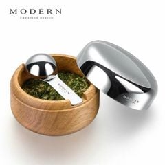  Set 3 hũ gia vị Modern nắp inox kèm khay 