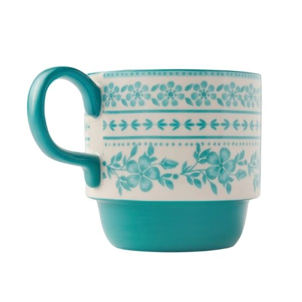 Set 4 cốc gốm kèm giá The Pioneer Woman Ditsy 369ml