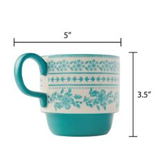  Set 4 cốc gốm kèm giá The Pioneer Woman Ditsy 369ml 