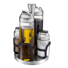  Set 4 lọ đựng gia vị Gefu Kippo 33734 đựng dầu, dấm, muối, tiêu kèm giá để 