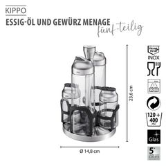  Set 4 lọ đựng gia vị Gefu Kippo 33734 đựng dầu, dấm, muối, tiêu kèm giá để 