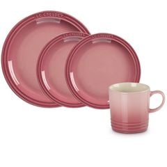  Set 4 món cốc đĩa Le Creuset - 3 đĩa 1 cốc 350ml - Màu Hồng 