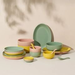  Set bát đĩa Staub 10 món - Màu Hồng/Xanh/Vàng 