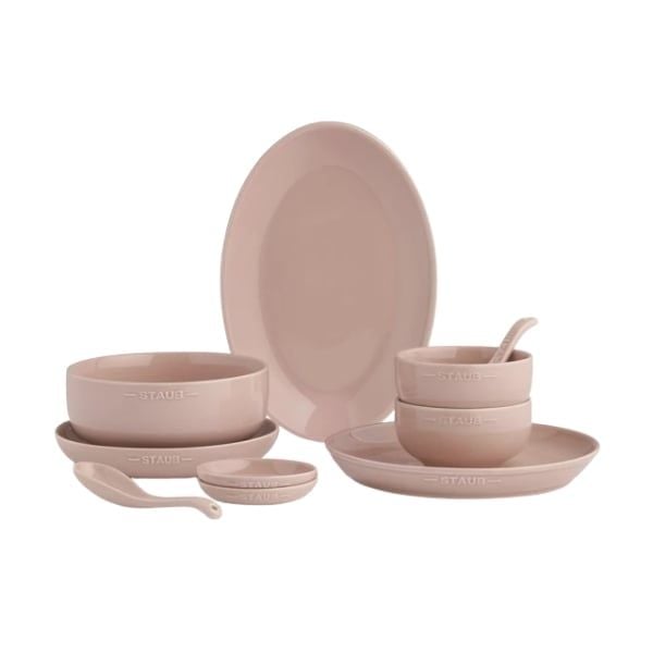 Set bát đĩa Staub 10 món - Màu Hồng/Xanh/Vàng