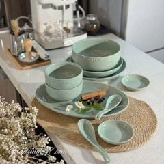  Set bát đĩa Staub 10 món - Màu Hồng/Xanh/Vàng 