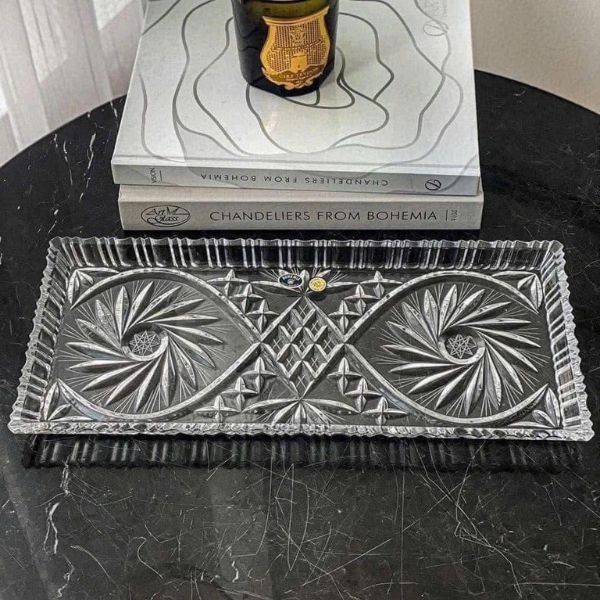 Set khay thố pha lê 4 món Bohemia (3 thố 13cm, 1 khay 40cm)