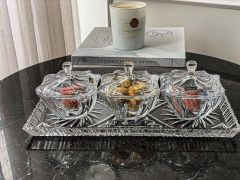  Set khay thố pha lê 4 món Bohemia (3 thố 13cm, 1 khay 40cm) - Có tách set 