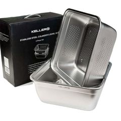  Set rổ chậu Inox Keller 32cm - Vuông 