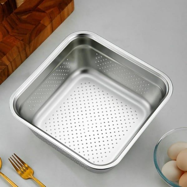 Set Rổ Chậu Inox Keller 32cm – Bộ Đôi Đa Năng, Chống Gỉ, Dễ Vệ Sinh