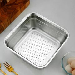  Set rổ chậu Inox Keller 32cm - Vuông 