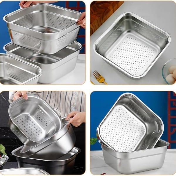 Set Rổ Chậu Inox Keller 32cm – Bộ Đôi Đa Năng, Chống Gỉ, Dễ Vệ Sinh
