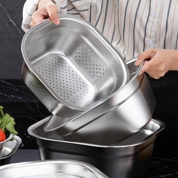 Set Rổ Chậu Inox Keller 32cm – Bộ Đôi Đa Năng, Chống Gỉ, Dễ Vệ Sinh