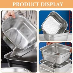  Set rổ chậu Inox Keller 32cm - Vuông 