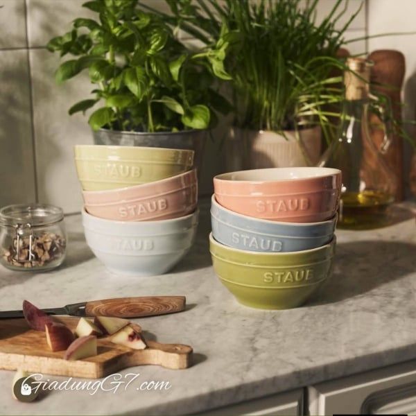 Staub 18 món - Bộ 6 bát cơm Staub Macaron 12cm kèm đũa, thìa