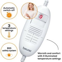  Tấm sưởi điện Beurer HK45 44x33cm có vỏ bọc 3 mức nhiệt 