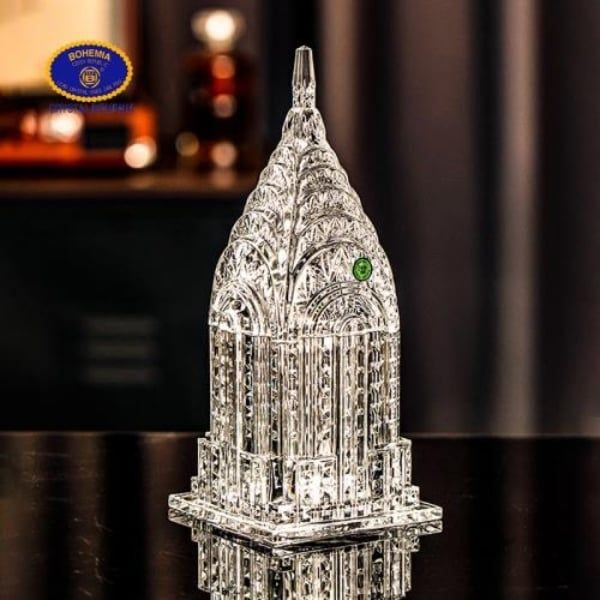 Thố pha lê mài Bohemia Building 30cm