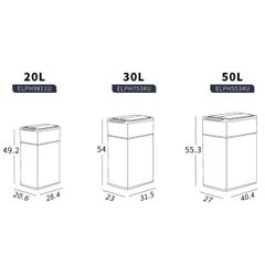  Thùng rác cảm biến cánh bướm Elpheco ELPH7534 30L - Màu inox/Màu trắng 