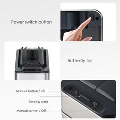  Thùng rác cảm biến Elpheco ELPH9809 9 lít mở 2 cánh - Màu inox/Kem 