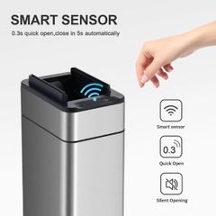  Thùng rác cảm biến Elpheco ELPH9809 9 lít mở 2 cánh - Màu inox/Kem 