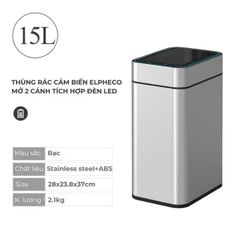  Thùng rác cảm biến Elpheco TwinLid Led 15L ELPH9830 