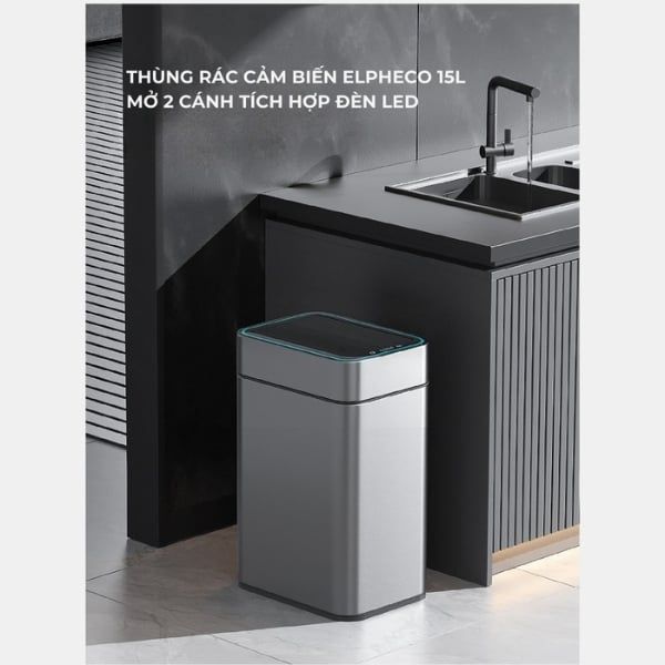 Thùng rác cảm biến Elpheco TwinLid Led 15L ELPH9830