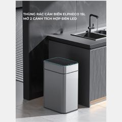  Thùng rác cảm biến Elpheco TwinLid Led 15L ELPH9830 