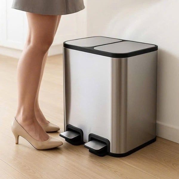 Thùng rác đạp chân đôi Elpheco ELPH7713 40L - 2 ngăn 20L + 20L