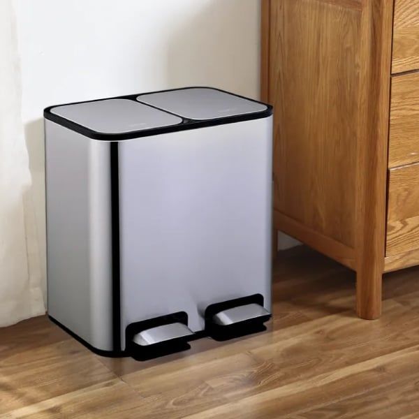 Thùng rác đạp chân đôi Elpheco ELPH7713 40L - 2 ngăn 20L + 20L