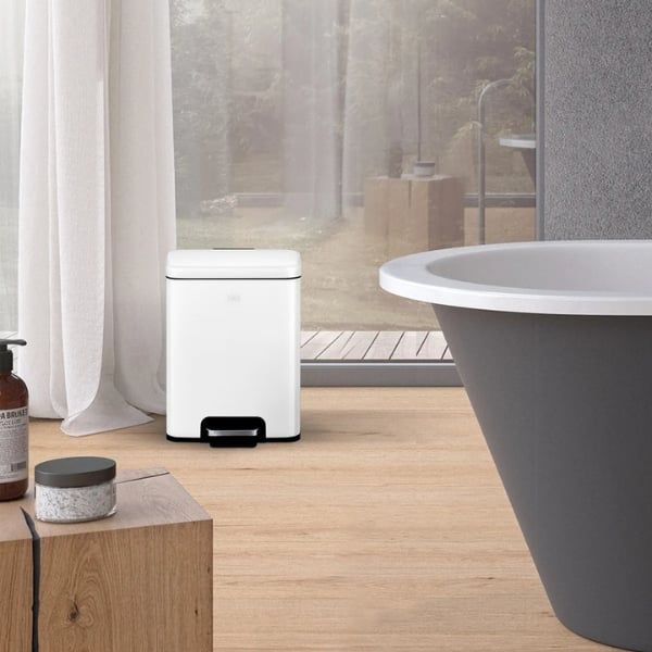 Thùng rác đạp chân EKO Madison EK9361P-6L-MW chống bám vân - Màu trắng