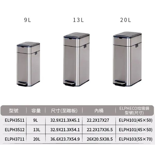 Thùng rác đạp chân Elpheco ELPH3711 20 lít