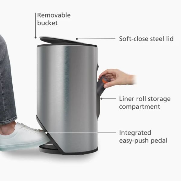 Thùng rác đạp chân Joseph Joseph 30152 10L - Màu Inox