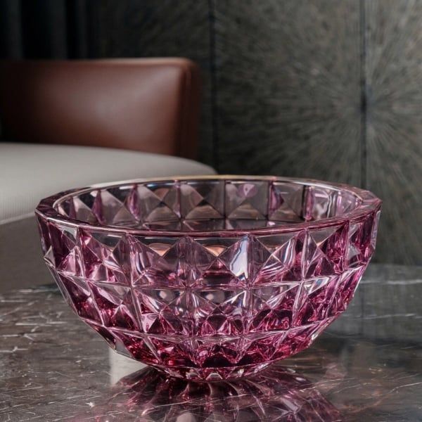 Tô pha lê Bohemia Diamond 28cm - Màu hồng