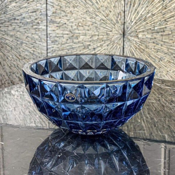 Tô pha lê Bohemia Diamond 28cm - Màu Xanh