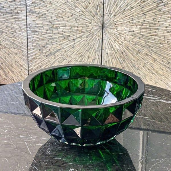 Tô pha lê Bohemia Diamond 28cm - Xanh ngọc