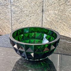 Tô pha lê Bohemia Diamond 28cm - Xanh ngọc