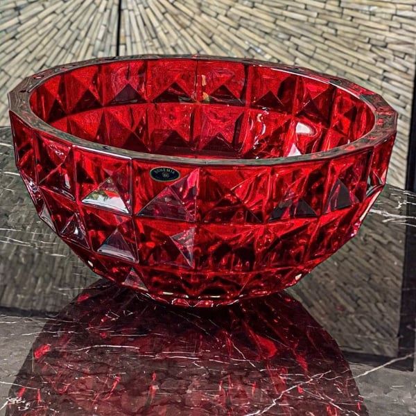 Tô pha lê Bohemia Diamond 28cm - Màu Đỏ