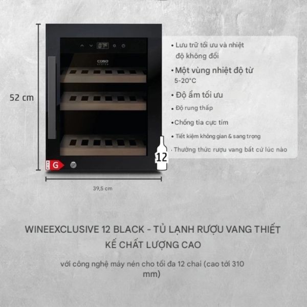 Tủ rượu Caso WineExclusive 12 cho 12 chai