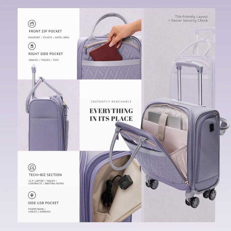 Vali vải Verage Aphro GlideElle 14inch để dưới ghế ô tô cho nữ